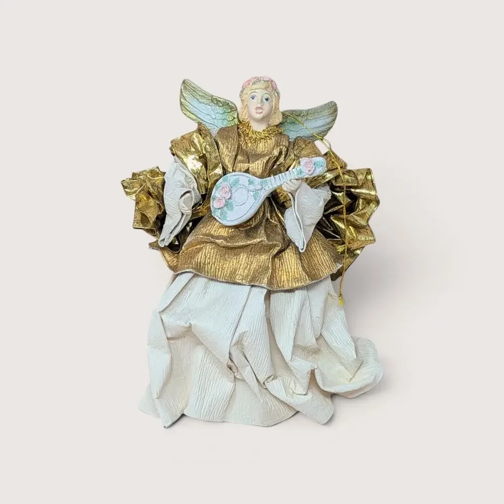 Vintage Fabric Mache Angel Ornament
